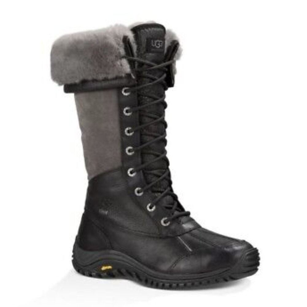 UGG Adirondack Gray Waterproof Sheepskin Tall Winter Boots US 9